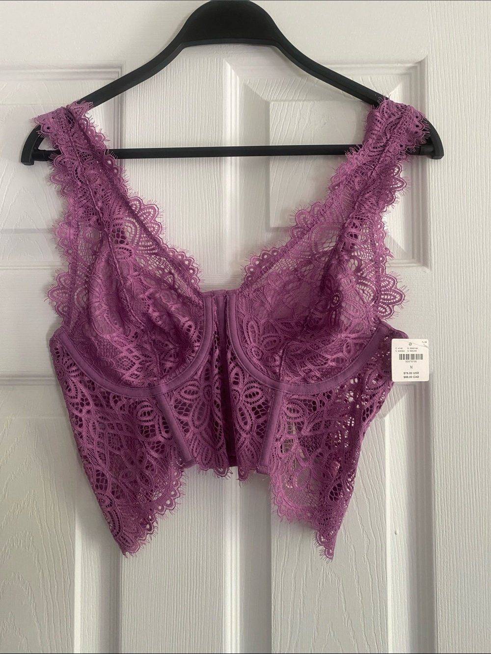 Anthropologie Lace Giselle Bralette Crop Top in Purple